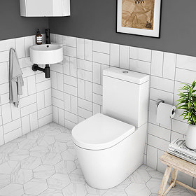 Arezzo Modern Cloakroom Suite (Toilet + Corner Basin) Large Image