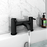 Arezzo Modern Matt Black Complete Bathroom Suite with Vanity, Bath, & Curved Screen