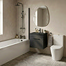 Arezzo Modern Matt Black Complete Shower Bath Suite with Vanity Unit & Toilet