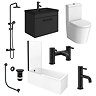 Arezzo Modern Matt Black Complete Shower Bath Suite with Vanity Unit & Toilet