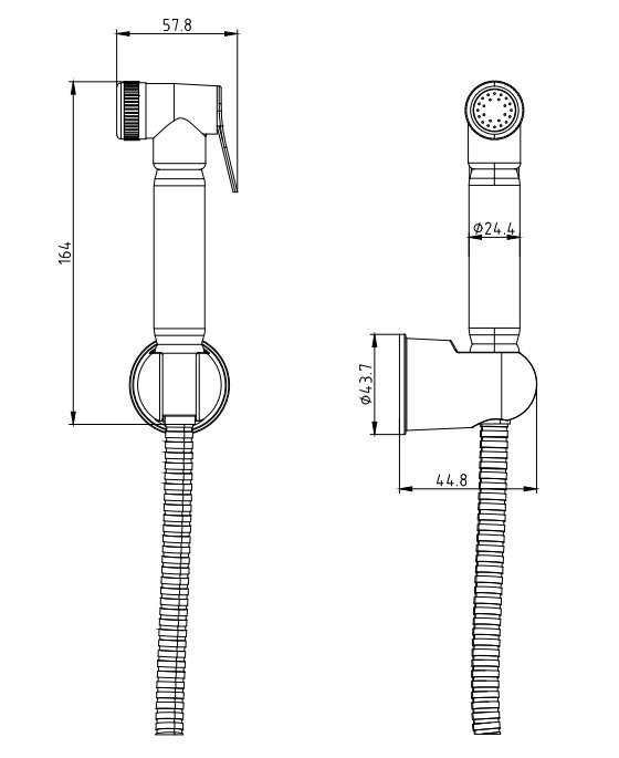 Arezzo Round Douche Thermostatic Bar Valve with Shower Spray Kit Brushed Brass