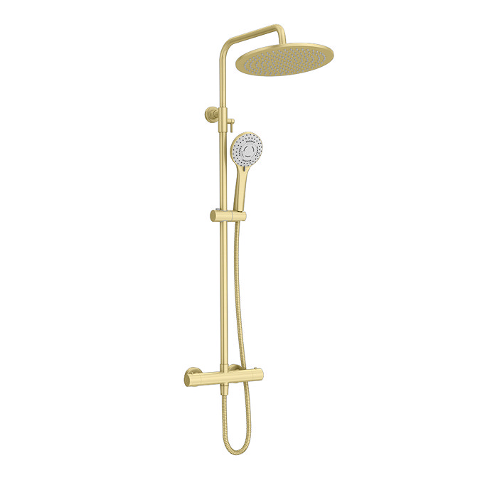 Arezzo Modern Round Thermostatic Shower (300mm Head - Brushed Brass)  Feature Large Image