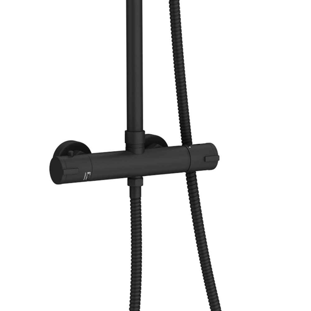 Arezzo Modern Round Thermostatic Shower (300mm Head Matt Black