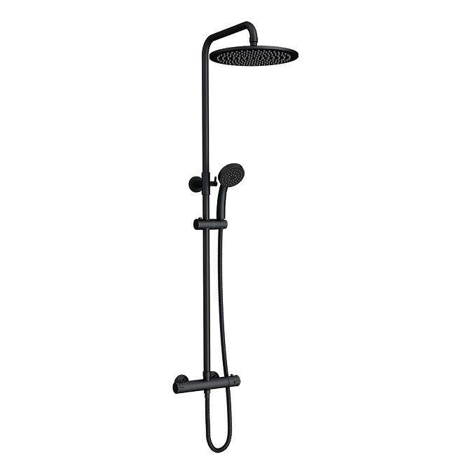 Arezzo Modern Round Thermostatic Shower (300mm Head - Matt Black)