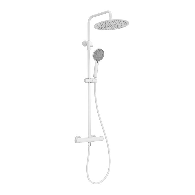 Arezzo Modern Round Thermostatic Shower (300mm Head - Matt White)  In Bathroom Large Image