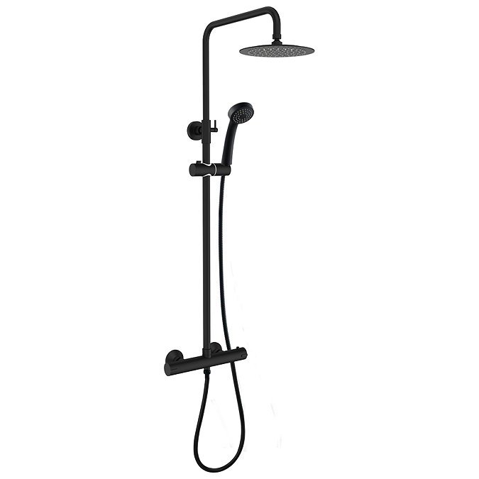 Arezzo Modern Round Thermostatic Shower - Matt Black