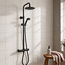 Arezzo Modern Round Thermostatic Shower - Matt Black