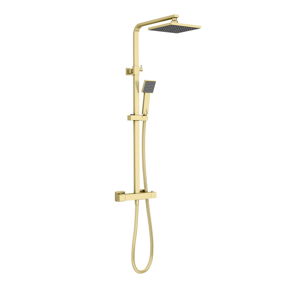 Arezzo Modern Square Thermostatic Shower Brushed Brass