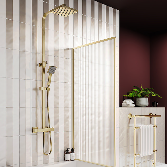 Arezzo Square Thermostatic Shower - Brushed Brass