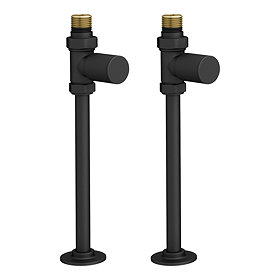 Arezzo Modern Straight Radiator Valves inc. 180mm Stand Pipes - Matt BlackArezzo Modern Straight Rad