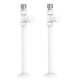 Arezzo Modern Straight Radiator Valves inc. 180mm Stand Pipes - White Large Image