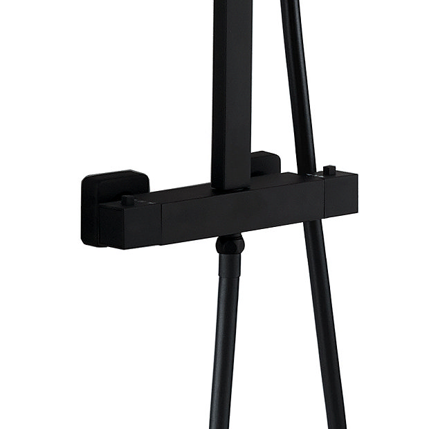 Arezzo Modern Square Thermostatic Shower - Matt Black  Standard Large Image