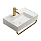 Arezzo Modern Wall Hung Basin 1TH - 610 x 380mm with Brushed Brass Towel Rail