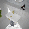 Arezzo Modern Wall Hung Basin 1TH - 610 x 380mm with Brushed Brass Towel Rail
