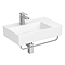 Arezzo Modern Wall Hung Basin 1TH - 610 x 380mm with Chrome Towel Rail