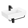 Arezzo Modern Wall Hung Basin 1TH - 610 x 380mm with Matt Black Towel Rail