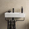 Arezzo Modern Wall Hung Basin 1TH - 610 x 380mm with Matt Black Towel Rail