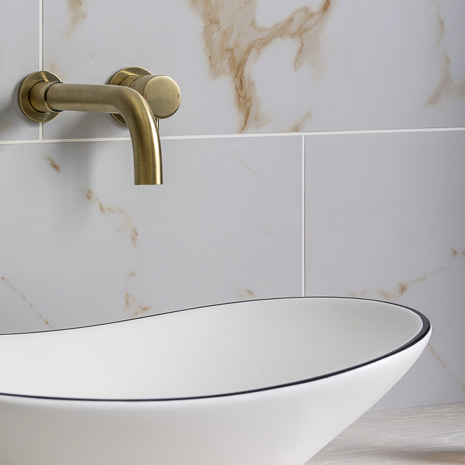 Arezzo Oval Counter Top Basin (620mm Wide - Matt White with Black Trim)