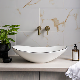 Arezzo Oval Counter Top Basin (620mm Wide - Matt White with Black Trim)