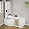 Arezzo 1700mm P-Shaped Shower Bath with Screen & Front Panel - Matt Black