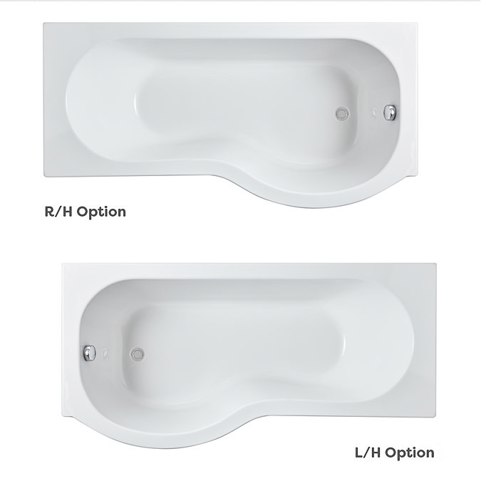 Arezzo 1700mm P-Shaped Shower Bath with Screen & Front Panel - Matt Black