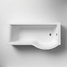 Arezzo 1700mm P-Shaped Shower Bath with Screen & Front Panel - Matt Black