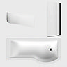 Arezzo 1700mm P-Shaped Shower Bath with Screen & Front Panel - Matt Black