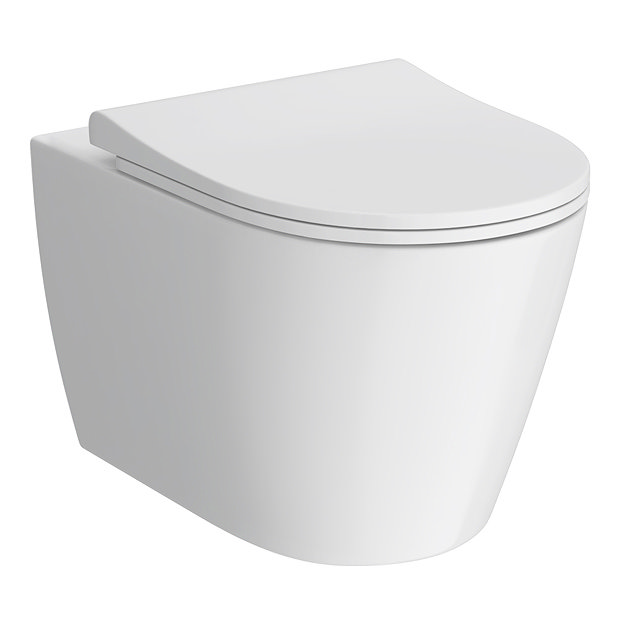Arezzo Rimless Wall Hung Toilet (incl. Slim Seat with Matt Black Hinges