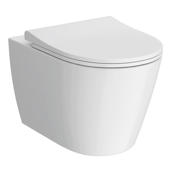 Arezzo Rimless Wall Hung Toilet (incl. Slim Soft Close Seat with Brushed Brass Hinges)