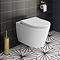 Arezzo Rimless Wall Hung Toilet (incl. Slim Soft Close Seat with Brushed Brass Hinges)