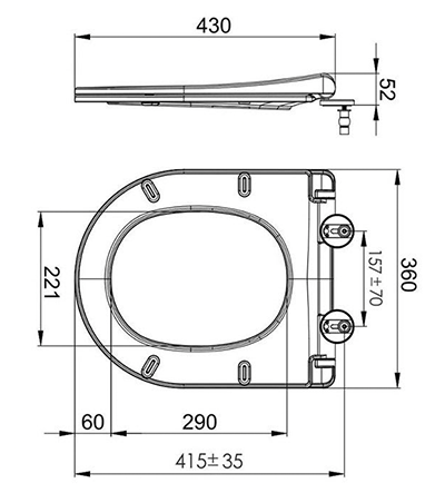 Arezzo Rimless Wall Hung Toilet (incl. Slim Soft Close Seat with Brushed Brass Hinges)