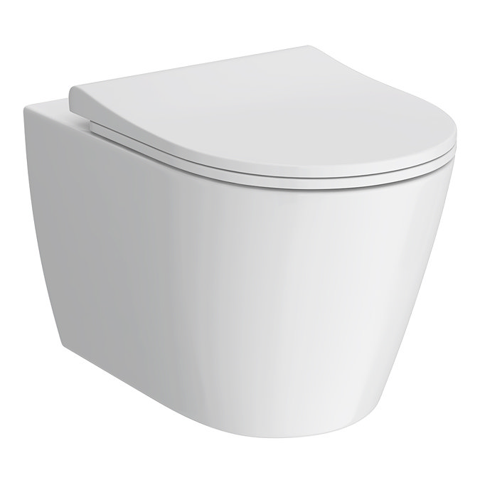 Arezzo Rimless Wall Hung Toilet (incl. Slim Soft Close Seat with Matt Black Hinges)