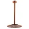 Arezzo Rose Gold 195mm Thin Round Shower Head + 300mm Ceiling Mounted Arm  Profile Large Image