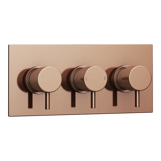 Arezzo Rose Gold Round Modern Triple Concealed Shower Valve  Feature Large Image