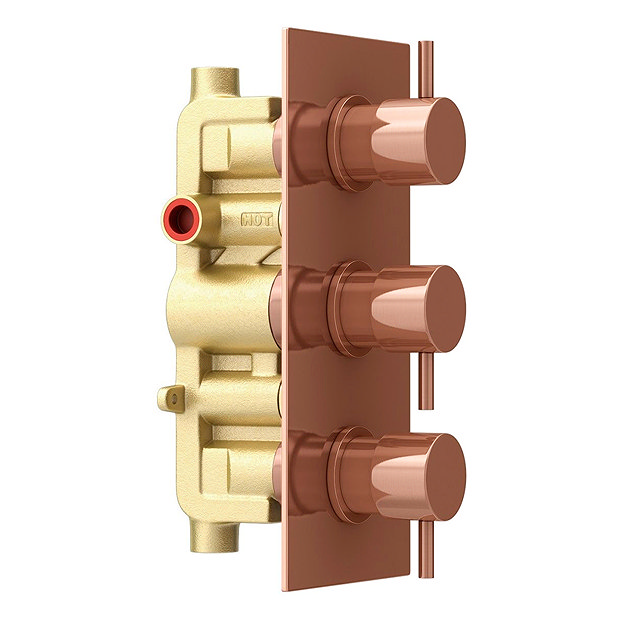 Arezzo Rose Gold Round Modern Triple Concealed Shower Valve  Standard Large Image