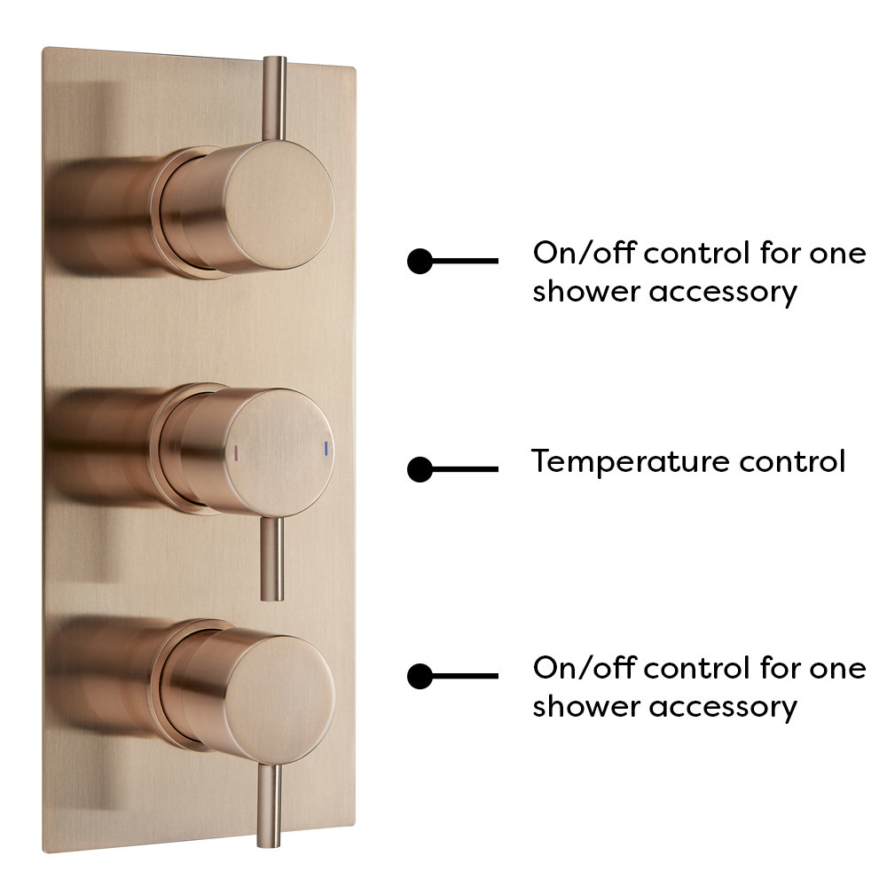 Arezzo Rose Gold Round Modern Triple Concealed Shower Valve  additional Large Image