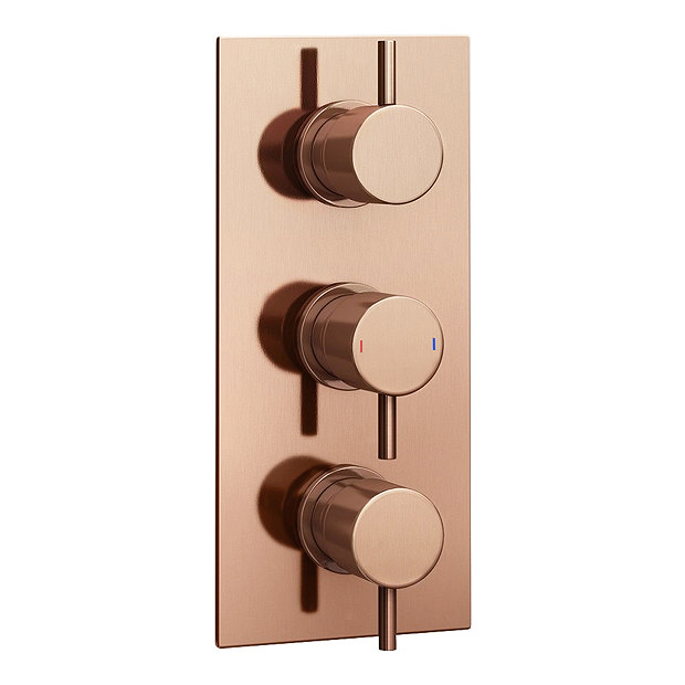 Arezzo Rose Gold Round Modern Triple Concealed Shower Valve Large Image