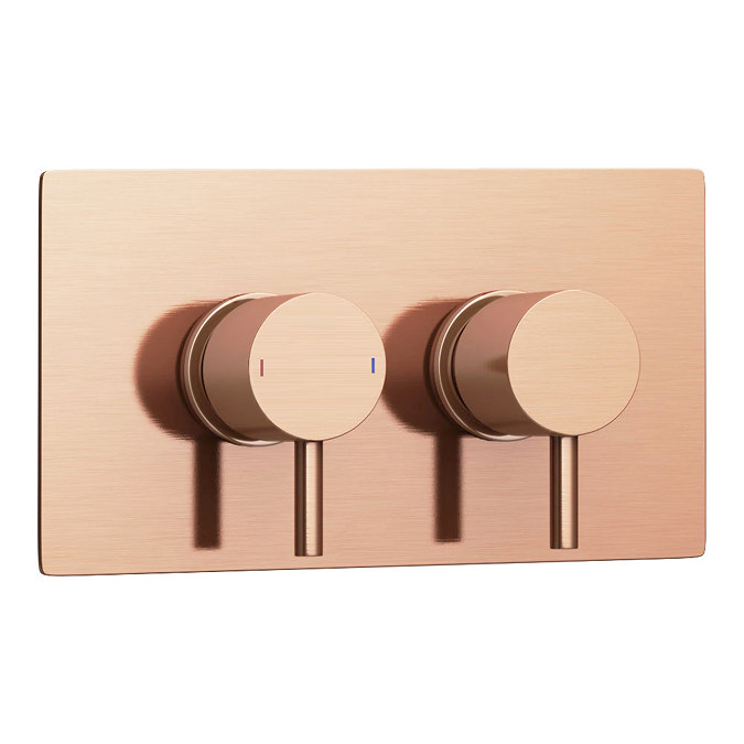 Arezzo Rose Gold Round Modern Twin Concealed Shower Valve with Diverter  Feature Large Image