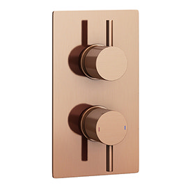 Arezzo Rose Gold Round Modern Twin Concealed Shower Valve with Diverter Medium Image