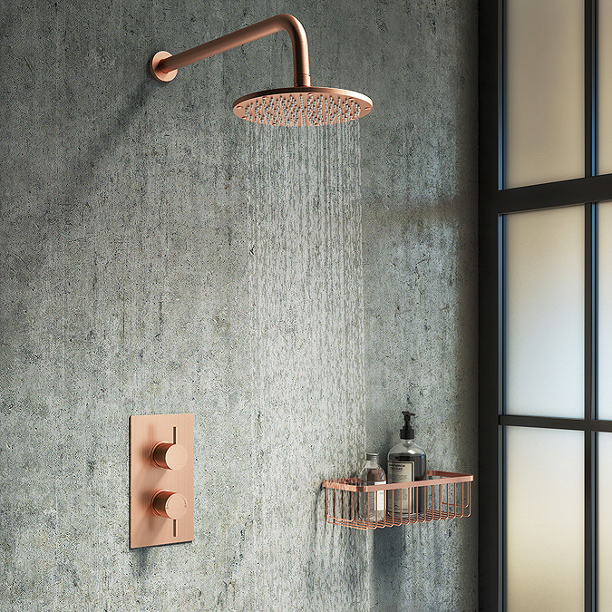 Arezzo Rose Gold Round Modern Twin Concealed Shower Valve  Standard Large Image