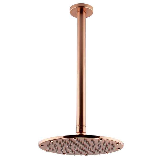 Arezzo Rose Gold Round Shower Package with Concealed Valve + Ceiling Mounted Head  Newest Large Image