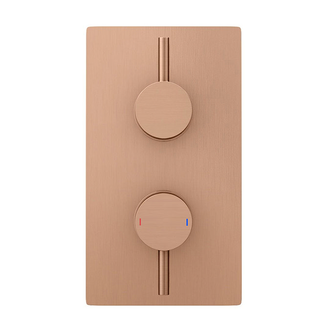 Arezzo Rose Gold Round Shower System with Twin Valve with Diverter, Wall Mounted Head + Handset  In Bathroom Large Image