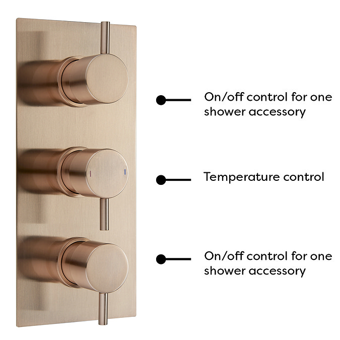 Arezzo Rose Gold Round Thermostatic Shower Pack with Wall Mounted Head + Handset  In Bathroom Large Image