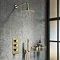 Arezzo Round 200mm Brushed Brass Fixed Shower Head + Wall Mounted Arm  Standard Large Image