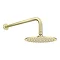 Arezzo Round 200mm Brushed Brass Fixed Shower Head + Wall Mounted Arm  Profile Large Image
