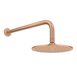 Arezzo Round 200mm Brushed Bronze Fixed Shower Head + Wall Mounted Arm