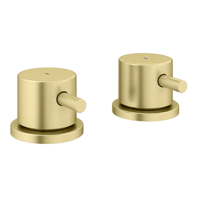 Arezzo Round 3/4" Deck Bath Side Valves Brushed Brass (Pair)