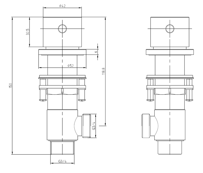 Arezzo Round 3/4" Deck Bath Side Valves Matt Black (Pair)