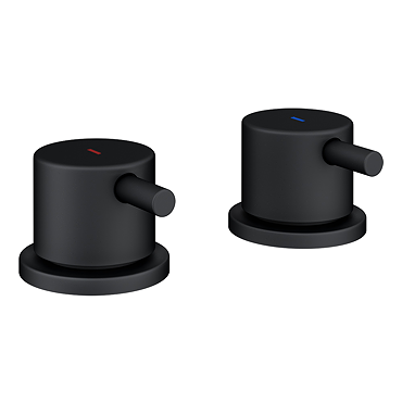 Arezzo Round 3/4" Deck Bath Side Valves Matt Black (Pair)