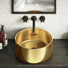 Arezzo Round 405mm Gold Ceramic Counter Top Basin Medium Image